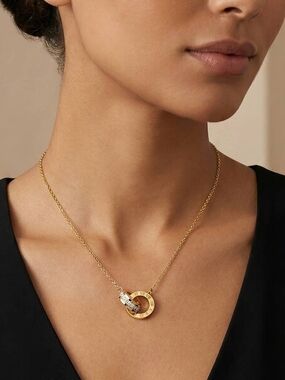 Gold Roman Numeral Pendant Necklace with Crystal Accent